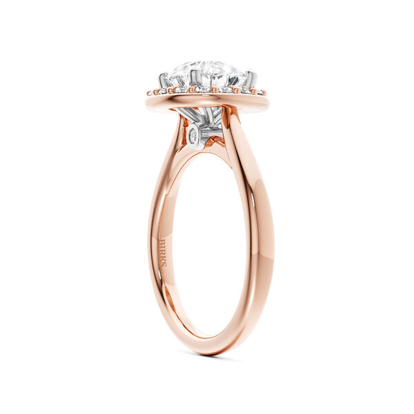 Rose Gold Round Solitaire Diamond Engagement Ring With Halo
